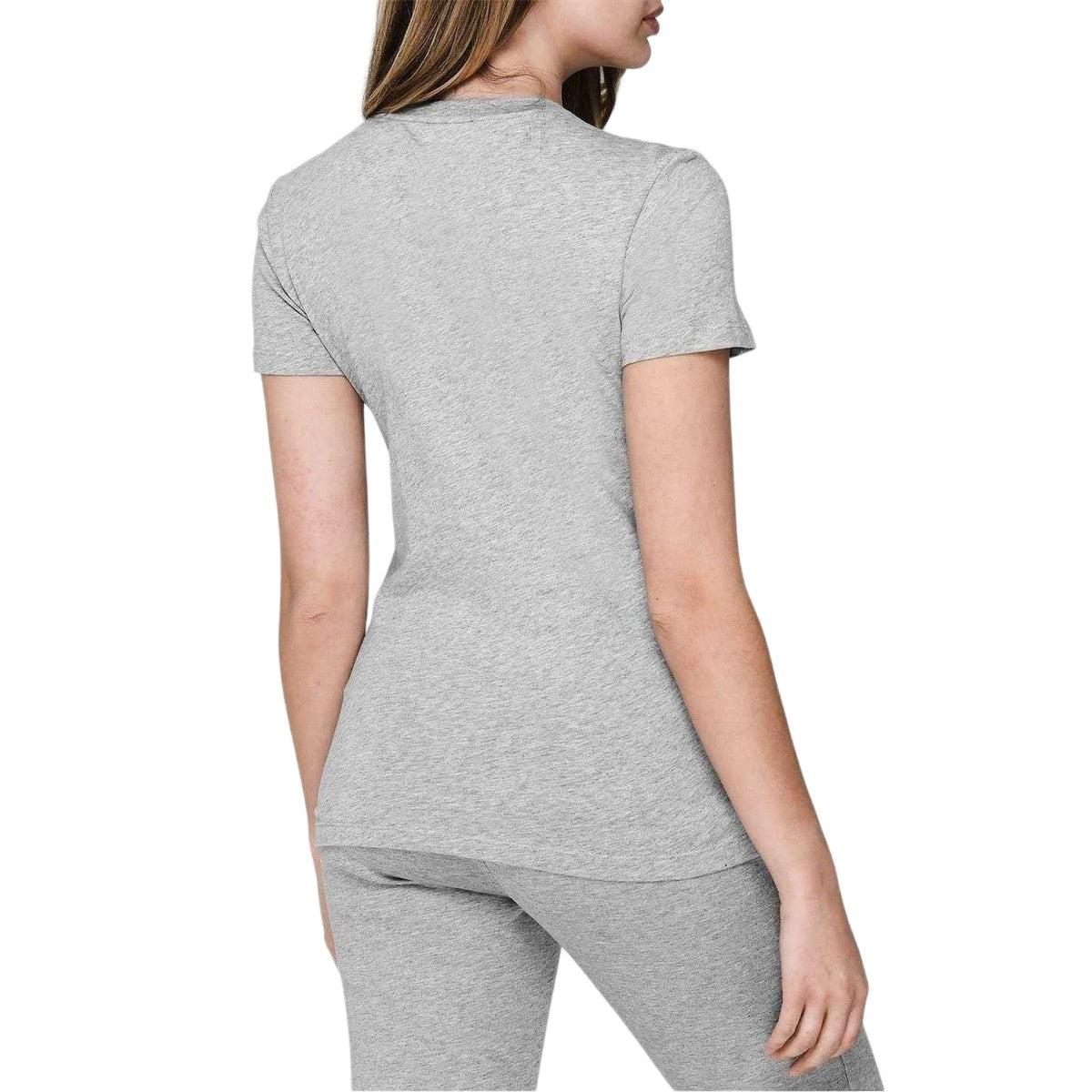 Light Grey Heather - Back - Tommy Hilfiger Womens-Ladies Embroidered Logo Cotton T-Shirt