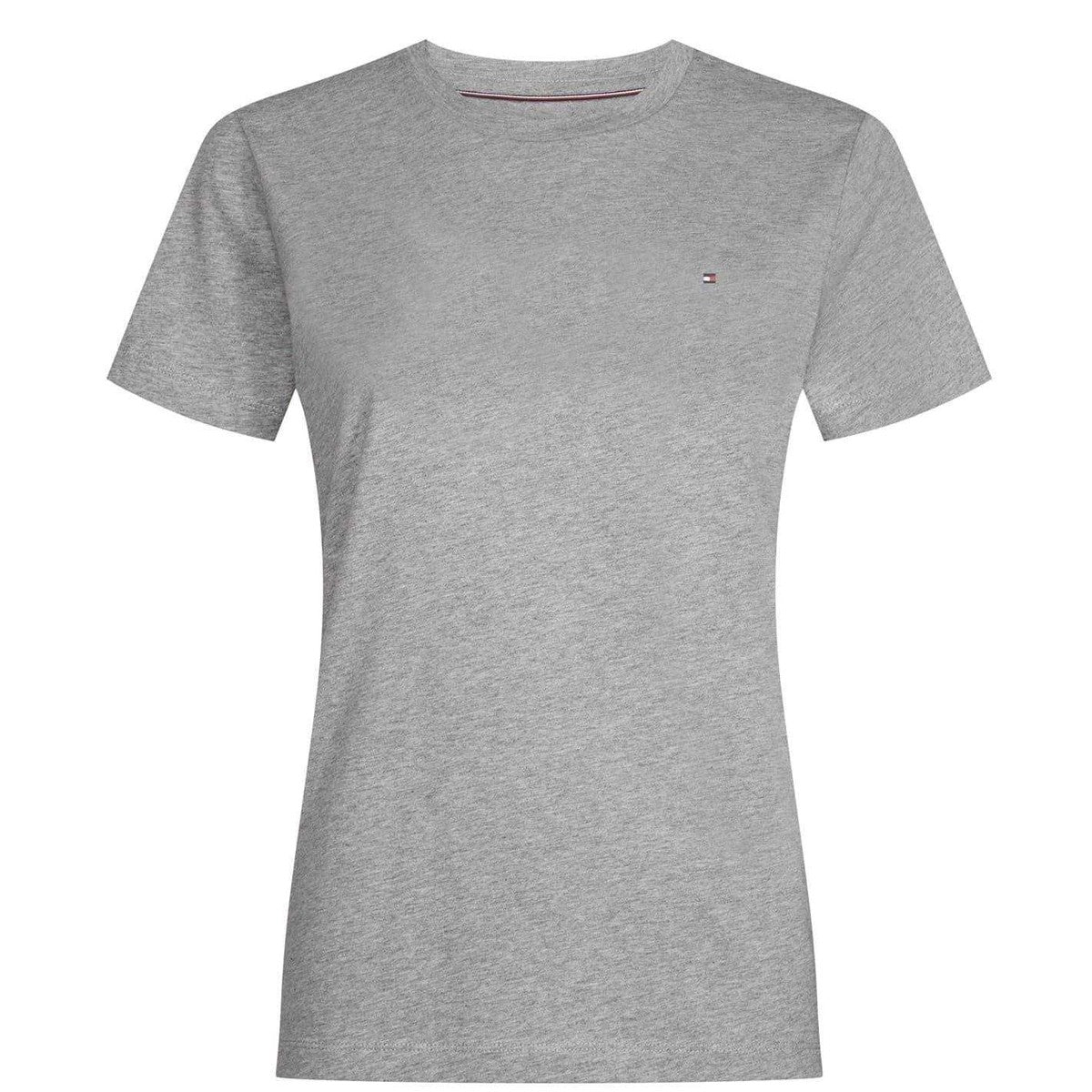 Light Grey Heather - Front - Tommy Hilfiger Womens-Ladies Embroidered Logo Cotton T-Shirt