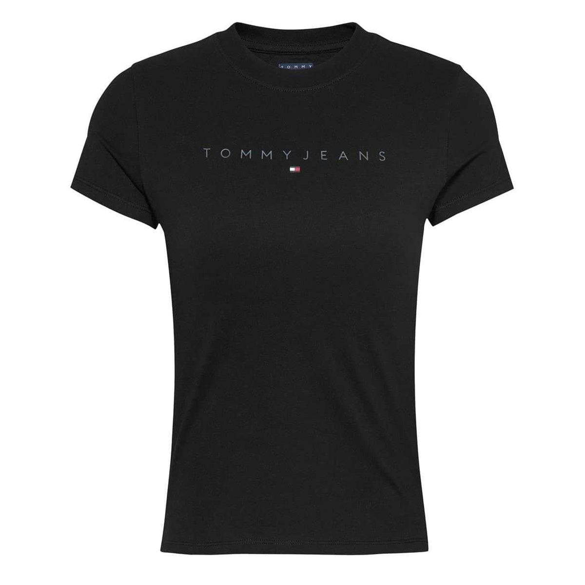 Black - Front - Tommy Jeans Womens-Ladies Tonal Logo Slim T-Shirt