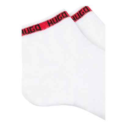 White - Back - Hugo Mens Logo Cotton Blend Ankle Socks (Pack of 2)