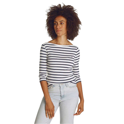 Dark Navy - Side - Tommy Hilfiger Womens-Ladies Striped Boat Neck Slim T-Shirt