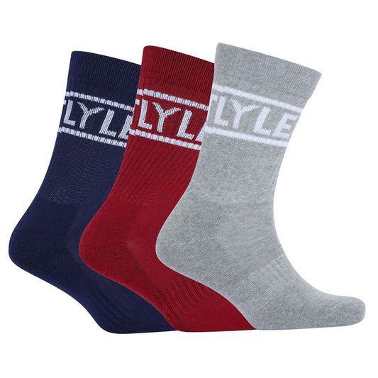 Multicoloured - Front - Lyle & Scott Mens Sports Socks (Pack of 3)