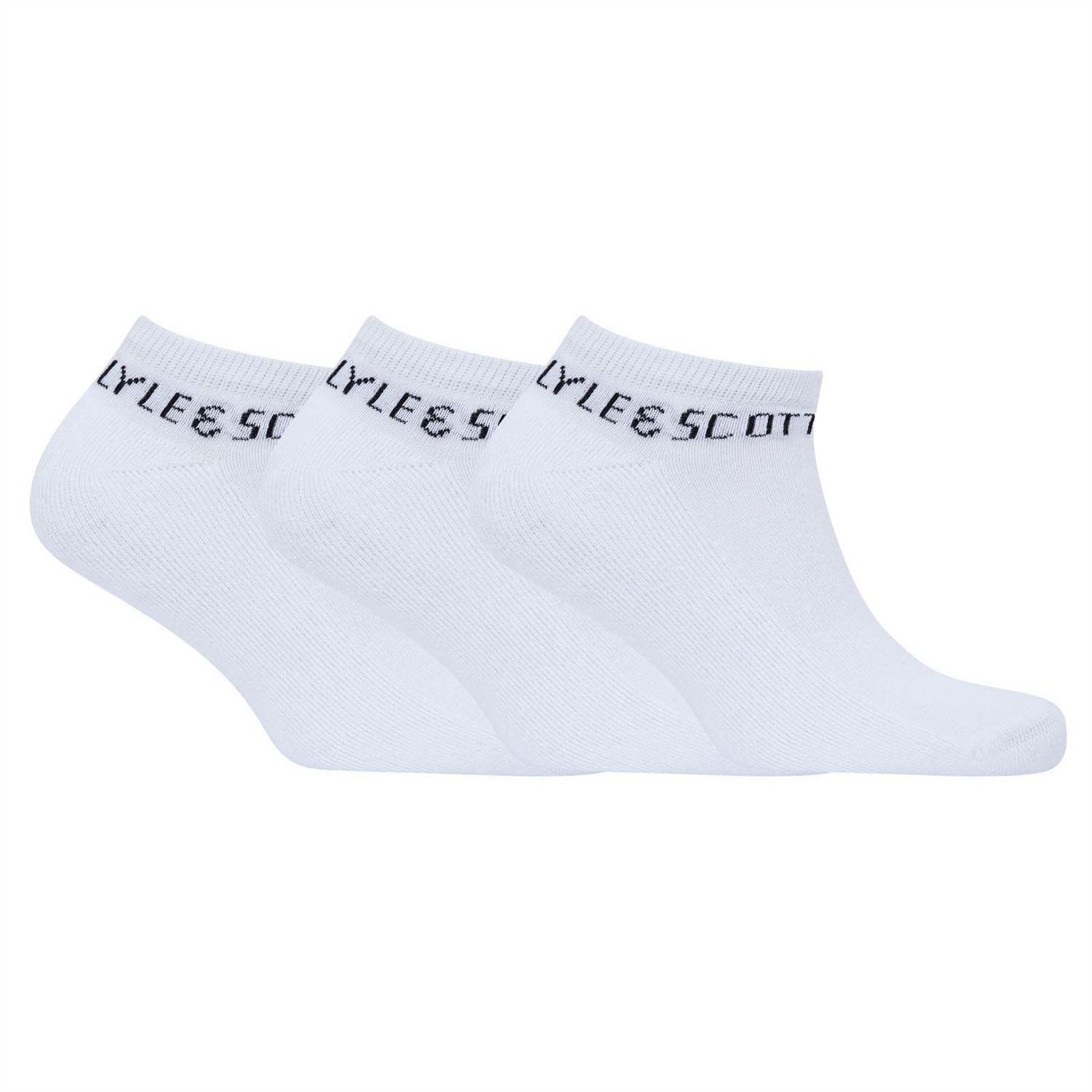 White - Front - Lyle & Scott Mens Cotton Blend Ankle Socks (Pack of 3)