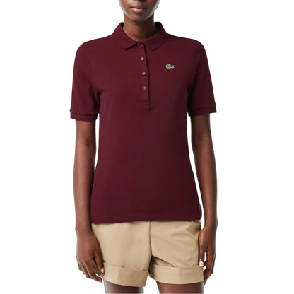 Red - Pack Shot - Lacoste Womens-Ladies Stretch Slim Golf Polo Shirt