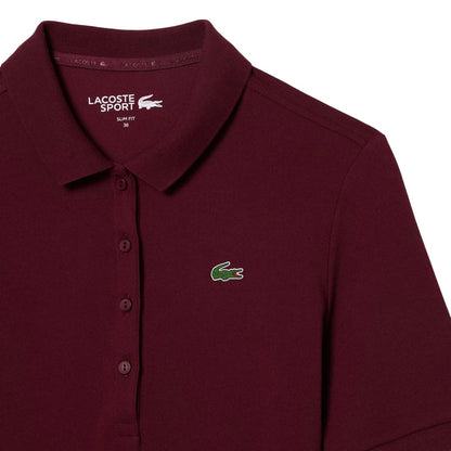Red - Side - Lacoste Womens-Ladies Stretch Slim Golf Polo Shirt