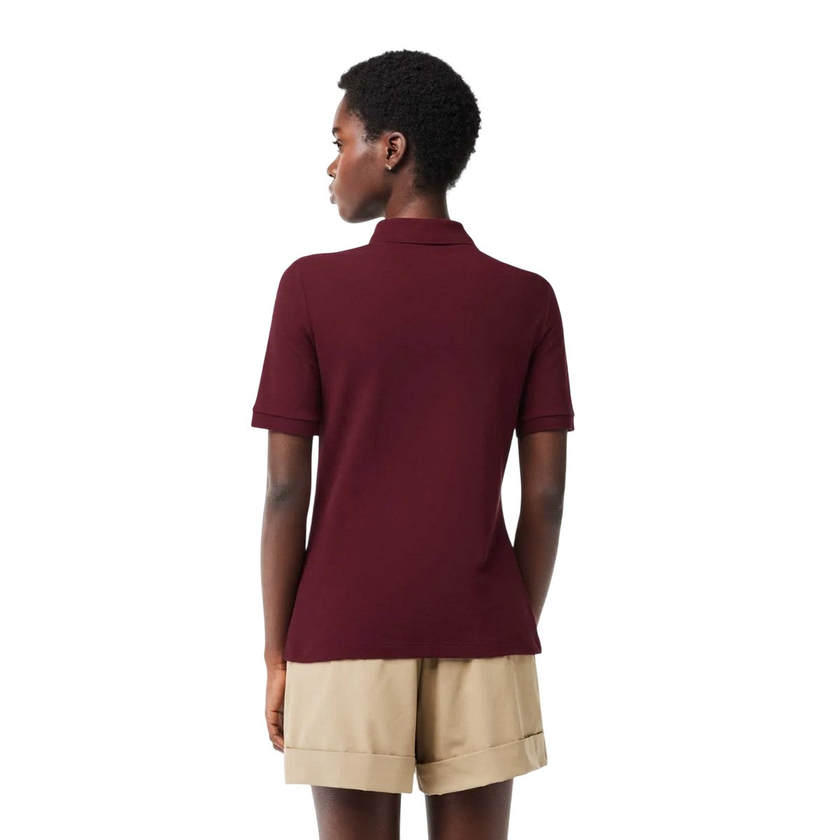 Red - Back - Lacoste Womens-Ladies Stretch Slim Golf Polo Shirt