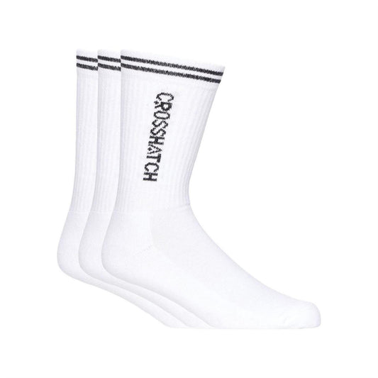 White-Black - Front - Crosshatch Mens Sports Socks (Pack of 3)