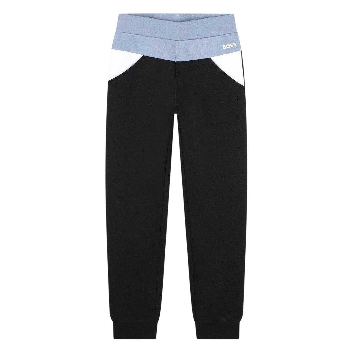 Black - Front - Boss Childrens-Kids Colour Block Regular Jogging Bottoms