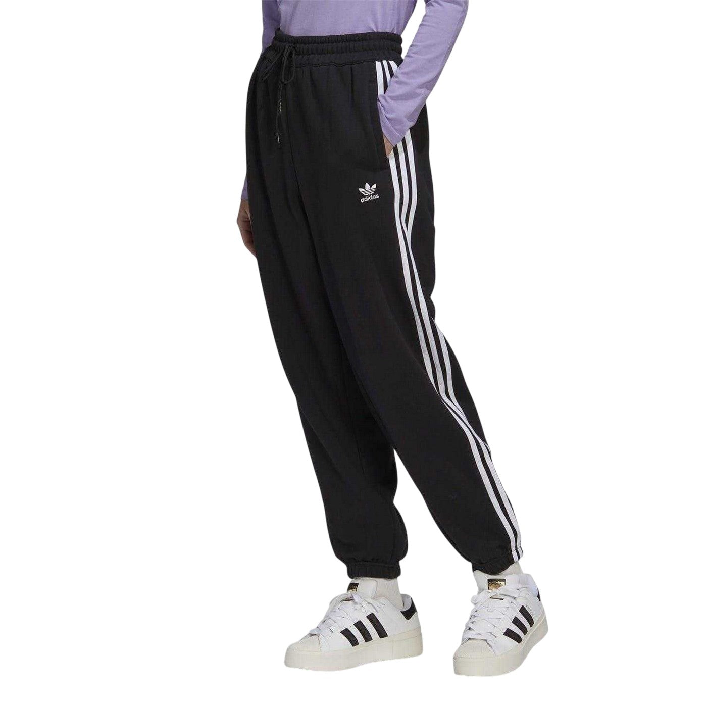 Black Print - Pack Shot - Adidas Womens-Ladies Originals Relaxed Fit Jogging Bottoms