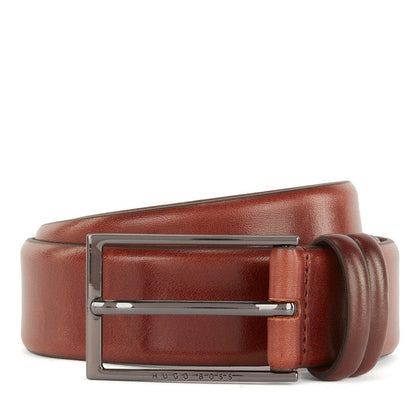 Medium Brown - Front - Boss Mens Carmello Plain Leather Belt