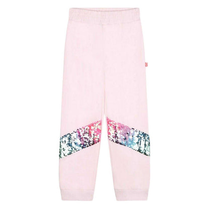 Pale Pink - Front - Billieblush Girls Sequin Regular Jogging Bottoms