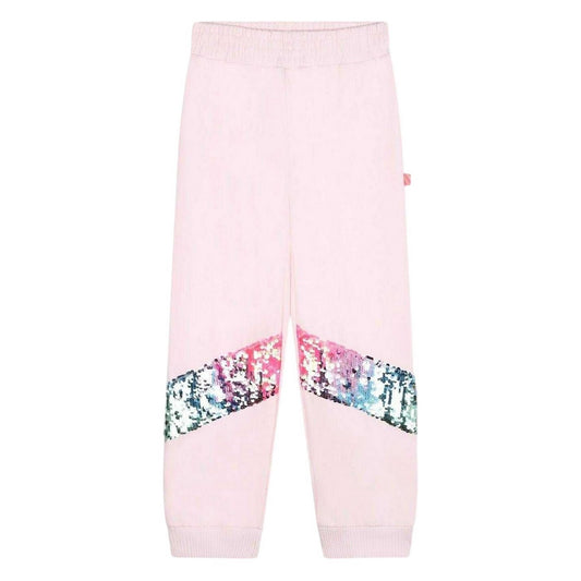 Pale Pink - Front - Billieblush Girls Sequin Regular Jogging Bottoms