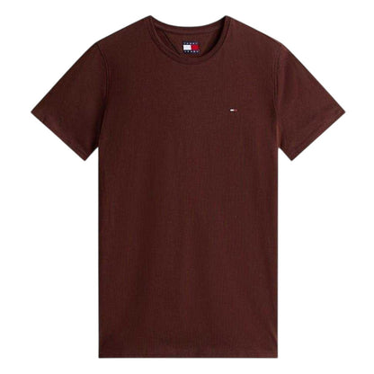 Brown - Front - Tommy Jeans Mens Embroidered Logo Loose T-Shirt