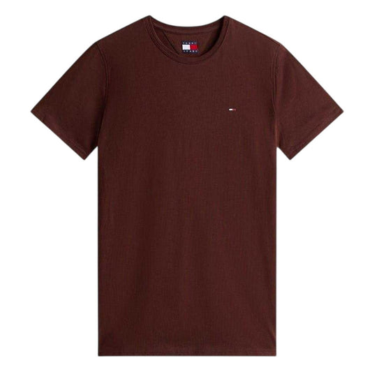 Brown - Front - Tommy Jeans Mens Embroidered Logo Loose T-Shirt