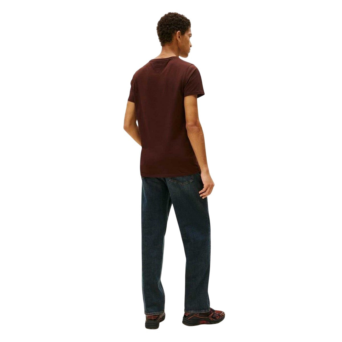 Brown - Back - Tommy Jeans Mens Embroidered Logo Loose T-Shirt