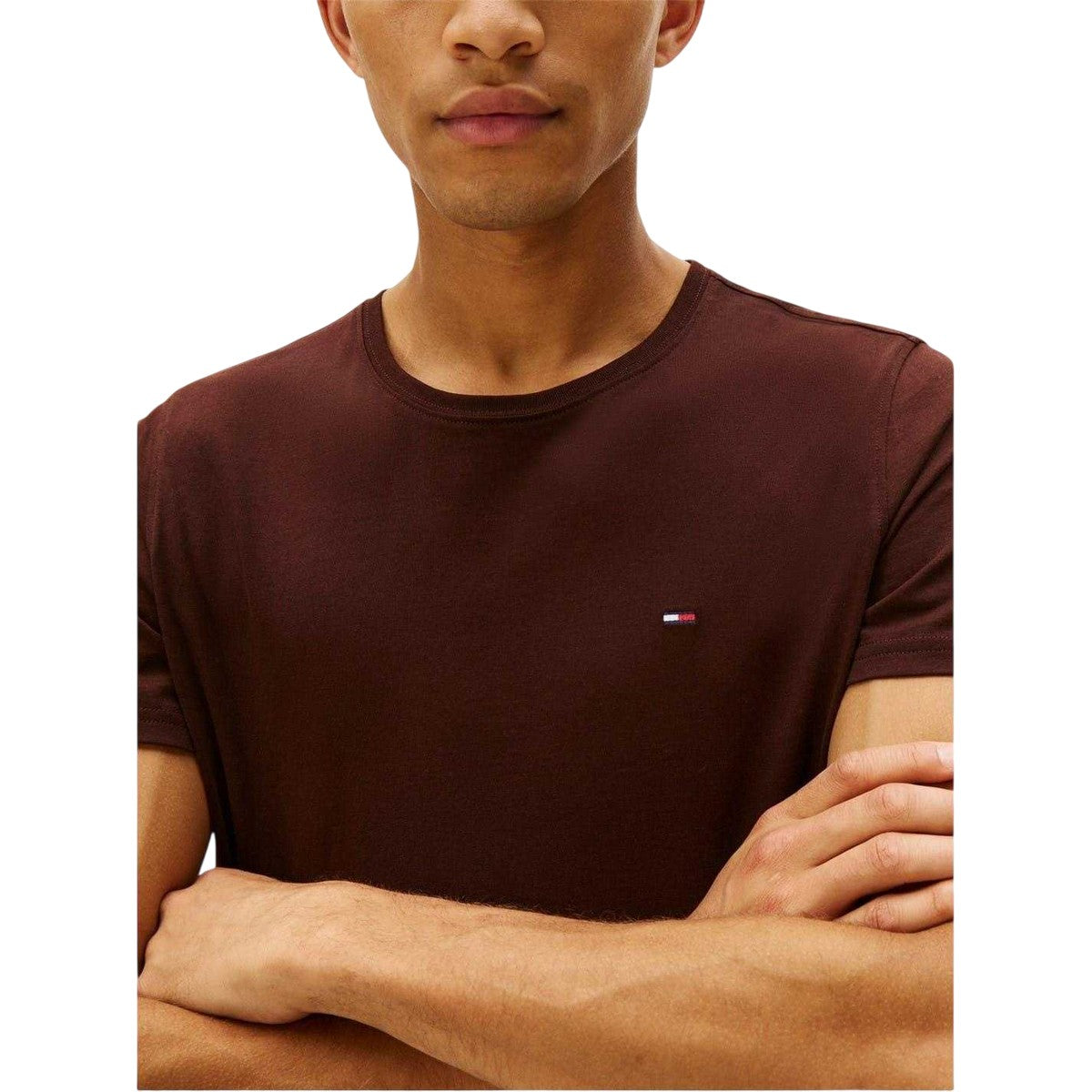 Brown - Side - Tommy Jeans Mens Embroidered Logo Loose T-Shirt