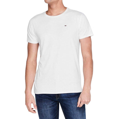 White - Pack Shot - Tommy Jeans Mens Embroidered Logo Loose T-Shirt