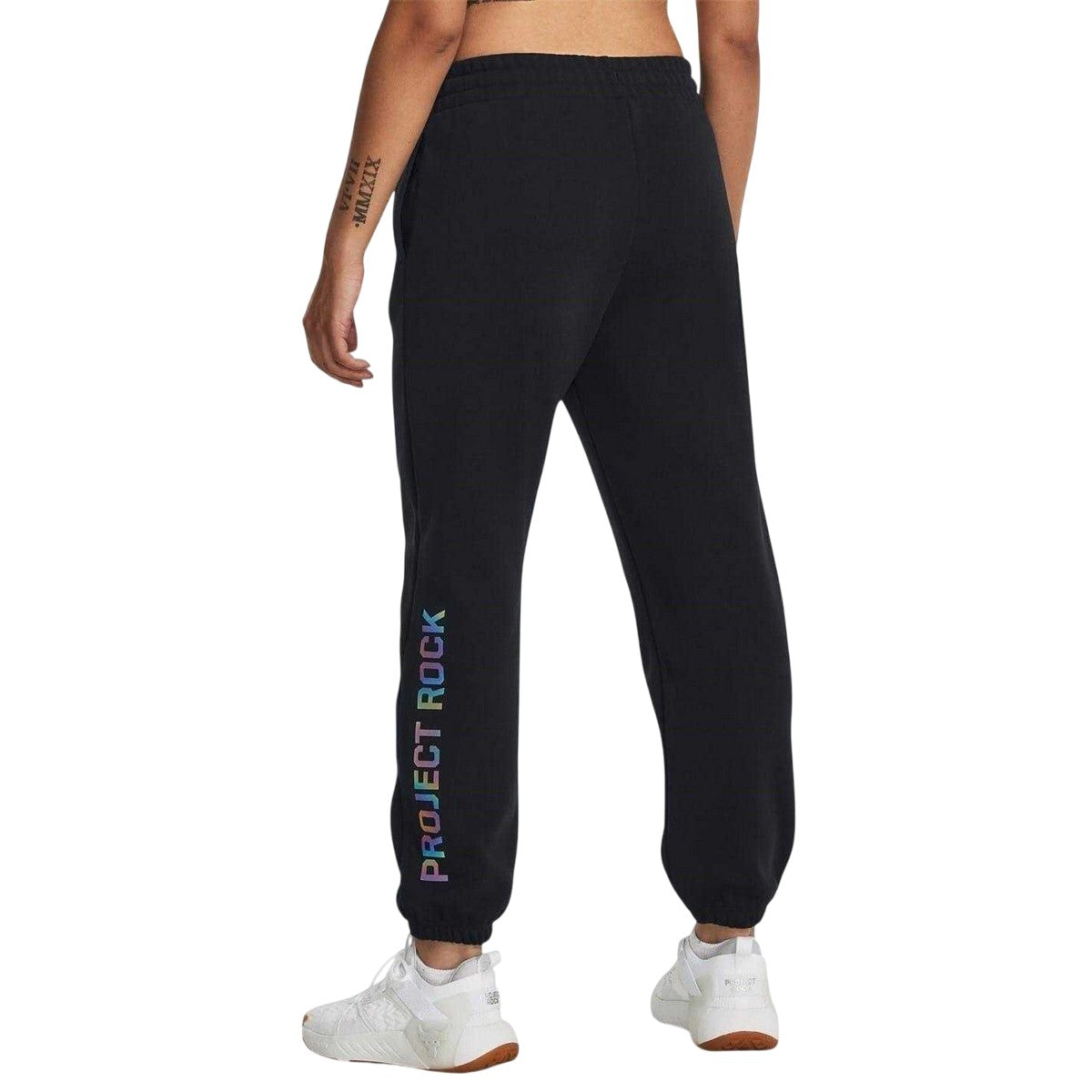 Black - Back - Under Armour Womens-Ladies Terrycloth Jogging Bottoms