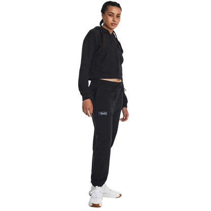 Black - Pack Shot - Under Armour Womens-Ladies Terrycloth Jogging Bottoms