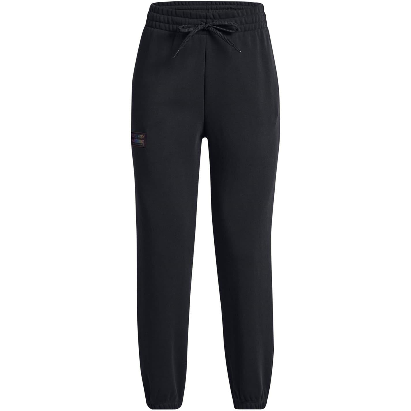 Black - Front - Under Armour Womens-Ladies Terrycloth Jogging Bottoms