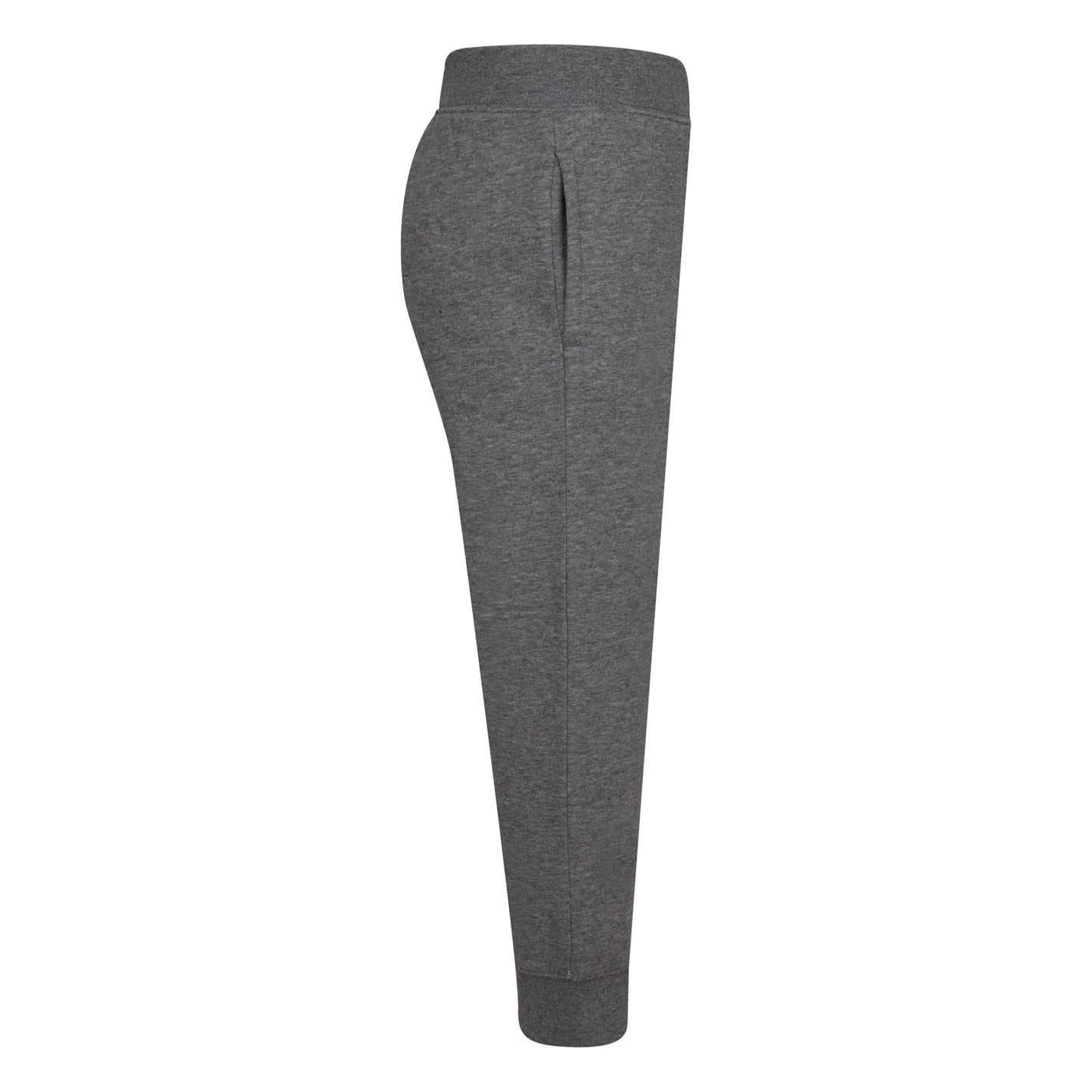 Carbon Heather - Side - Nike Girls Fleece Logo Jogging Bottoms