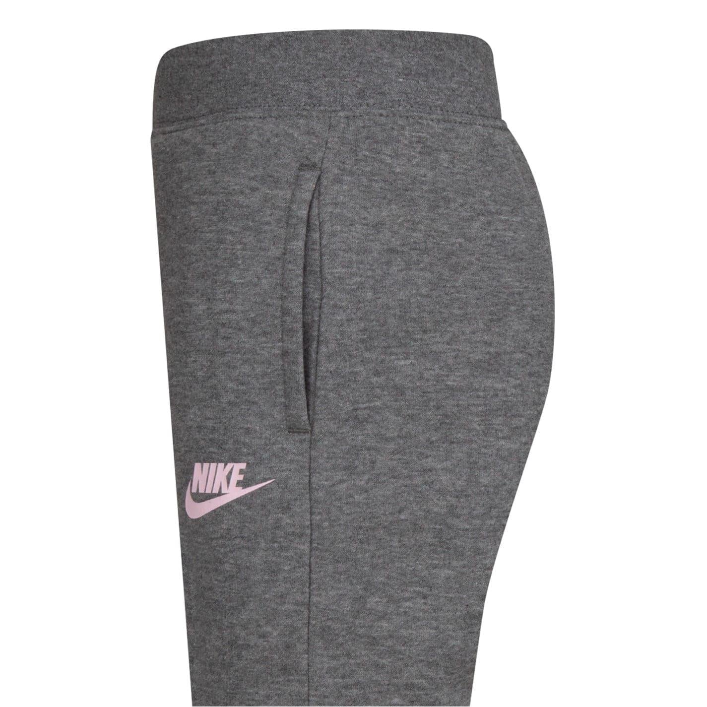 Carbon Heather - Pack Shot - Nike Girls Fleece Logo Jogging Bottoms