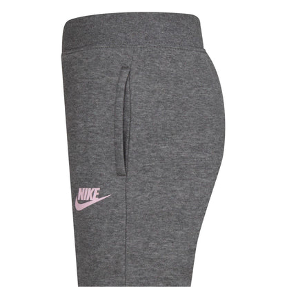 Carbon Heather - Pack Shot - Nike Girls Fleece Logo Jogging Bottoms