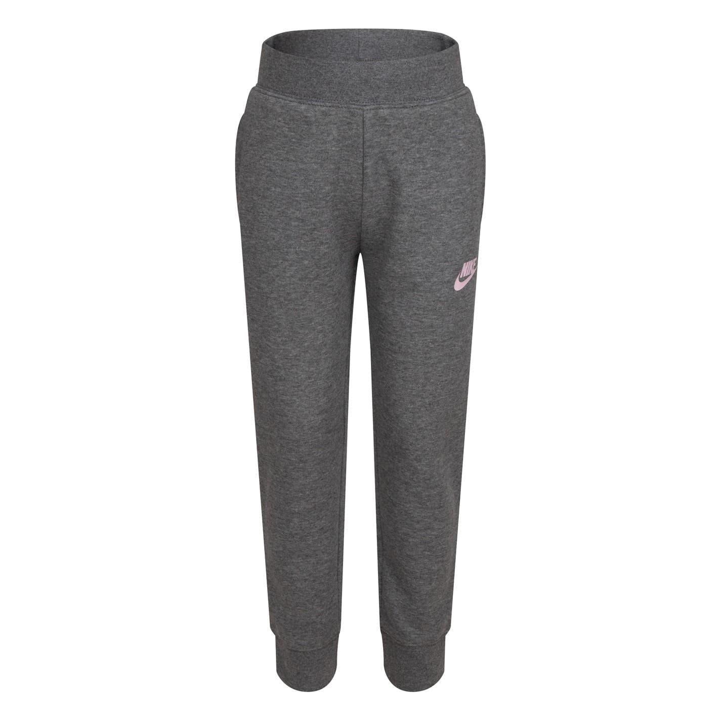 Carbon Heather - Front - Nike Girls Fleece Logo Jogging Bottoms