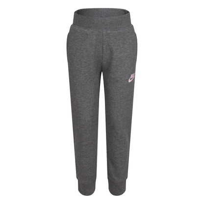 Carbon Heather - Front - Nike Girls Fleece Logo Jogging Bottoms