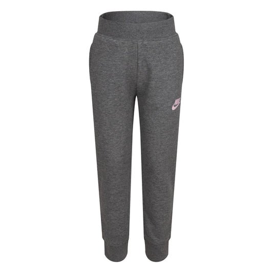 Carbon Heather - Front - Nike Girls Fleece Logo Jogging Bottoms