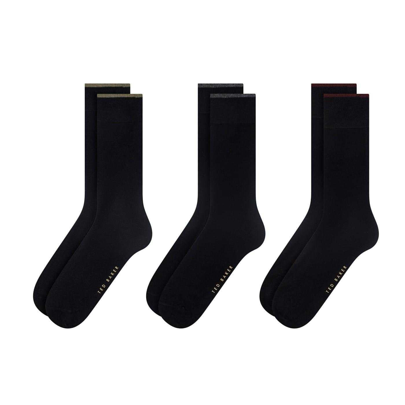 Black - Front - Ted Baker Mens Cotton Blend Crew Socks (Pack of 3)
