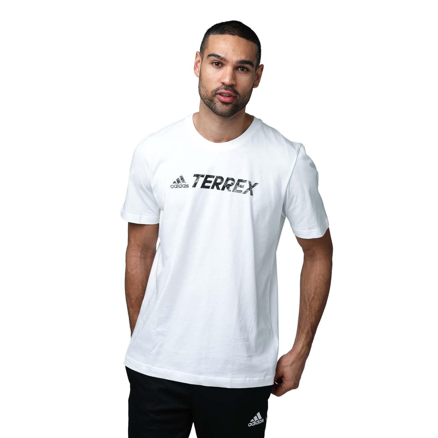 White - Front - Adidas Mens Terrex Logo Classic T-Shirt
