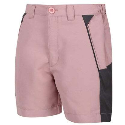 Dusky Rose-Slate Grey - Side - Regatta Childrens-Kids Sorcer Colour Block Shorts