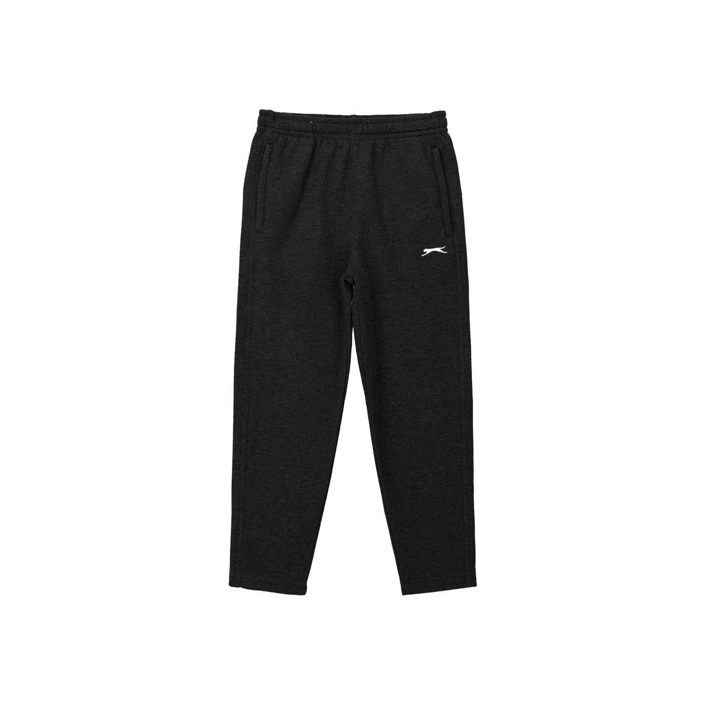 Black - Side - Slazenger Boys Fleece Open Hem Jogging Bottoms