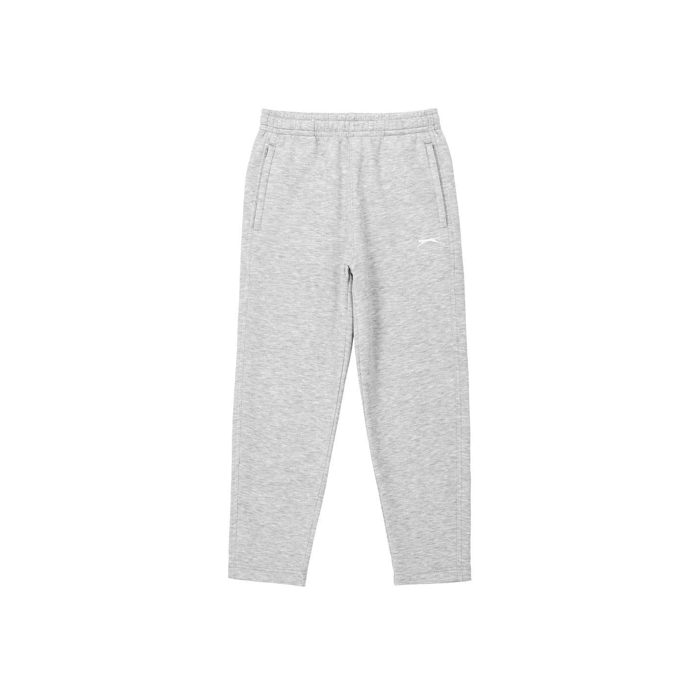 Grey Marl - Front - Slazenger Boys Fleece Open Hem Jogging Bottoms
