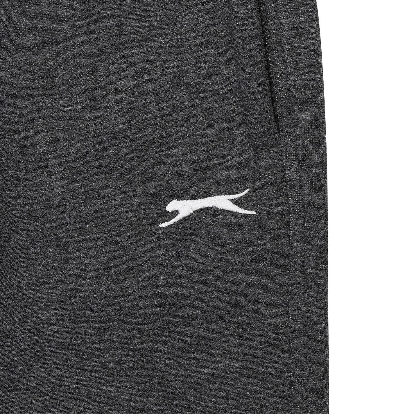 Charcoal Marl - Side - Slazenger Boys Fleece Open Hem Jogging Bottoms