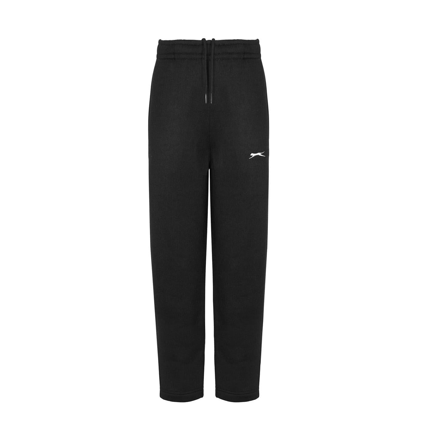 Black - Front - Slazenger Boys Fleece Open Hem Jogging Bottoms