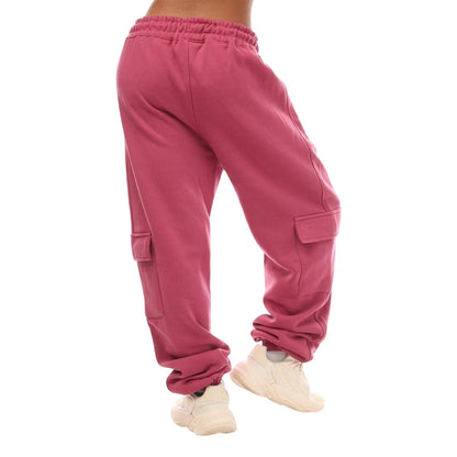 Pink - Back - Hype Mens Solid Cargo Jogging Bottoms