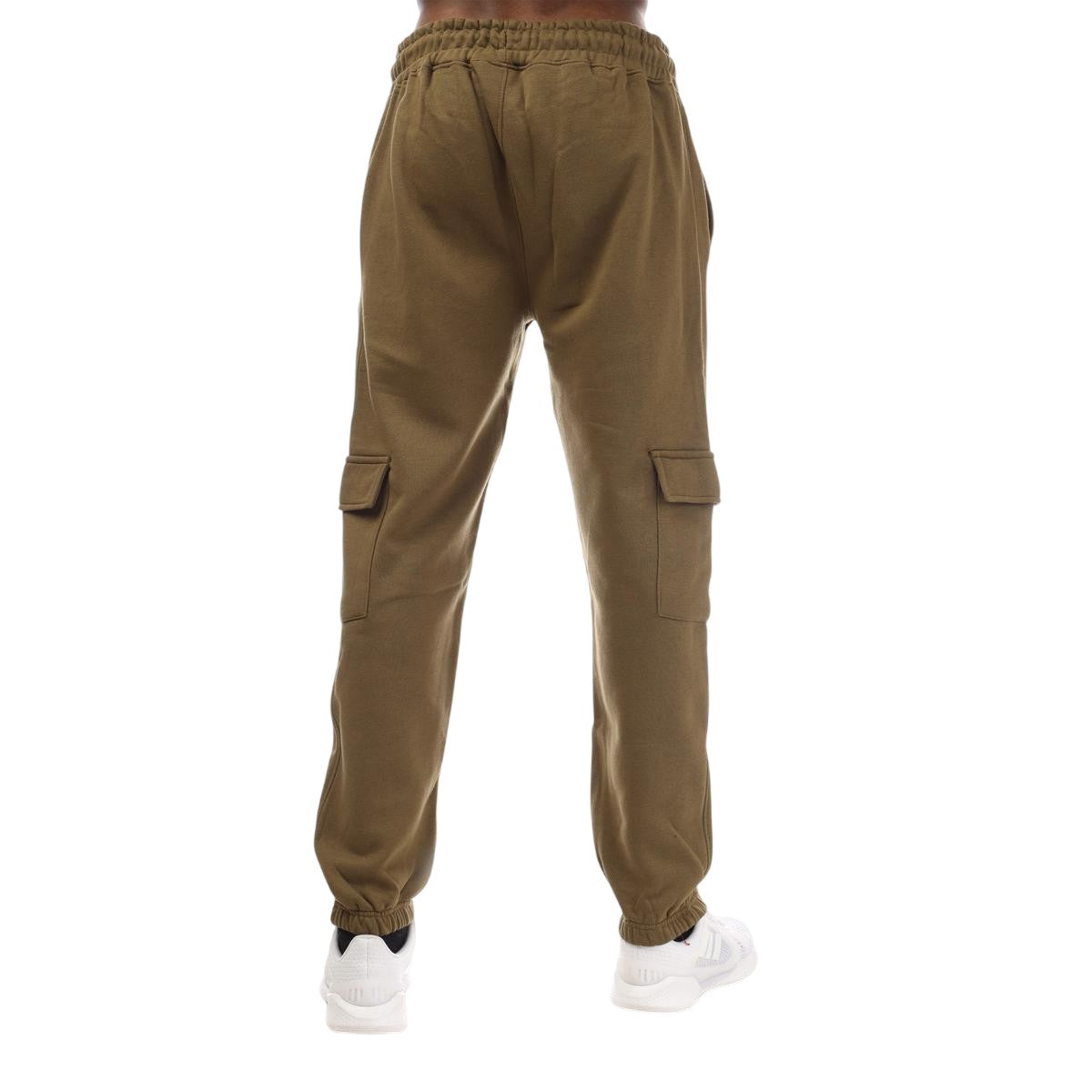 Olive - Back - Hype Mens Solid Cargo Jogging Bottoms