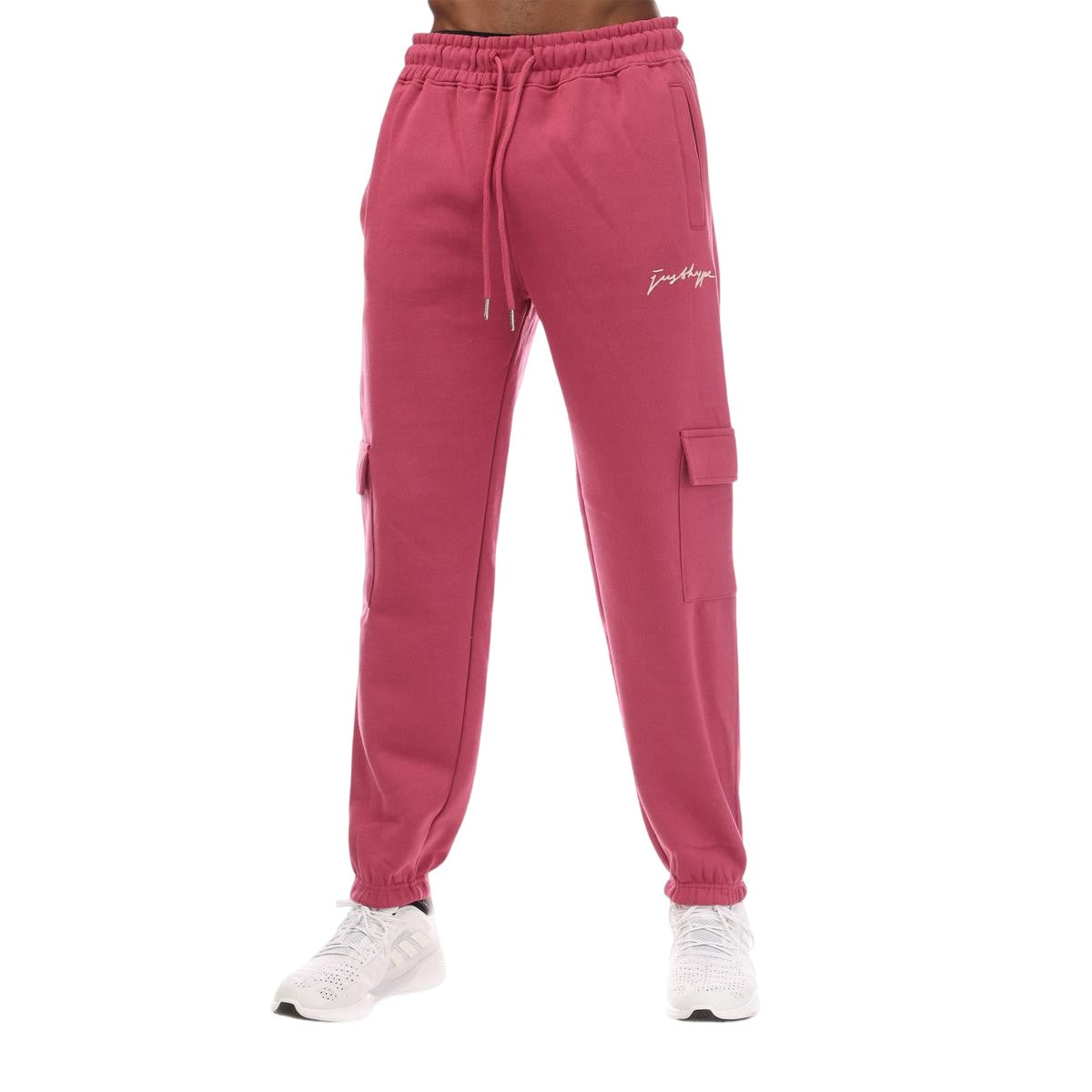 Pink - Front - Hype Mens Solid Cargo Jogging Bottoms