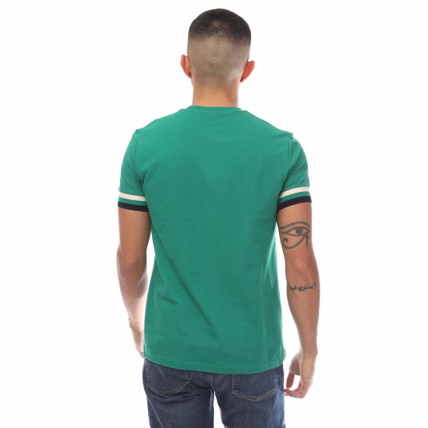 Green - Back - Fred Perry Mens Bold Pique Tipped T-Shirt