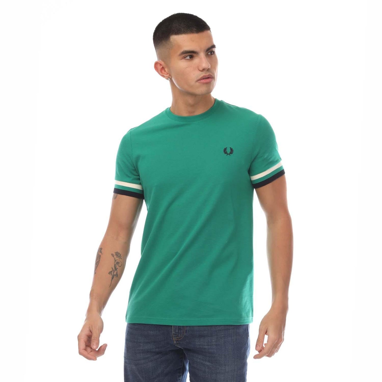 Green - Front - Fred Perry Mens Bold Pique Tipped T-Shirt