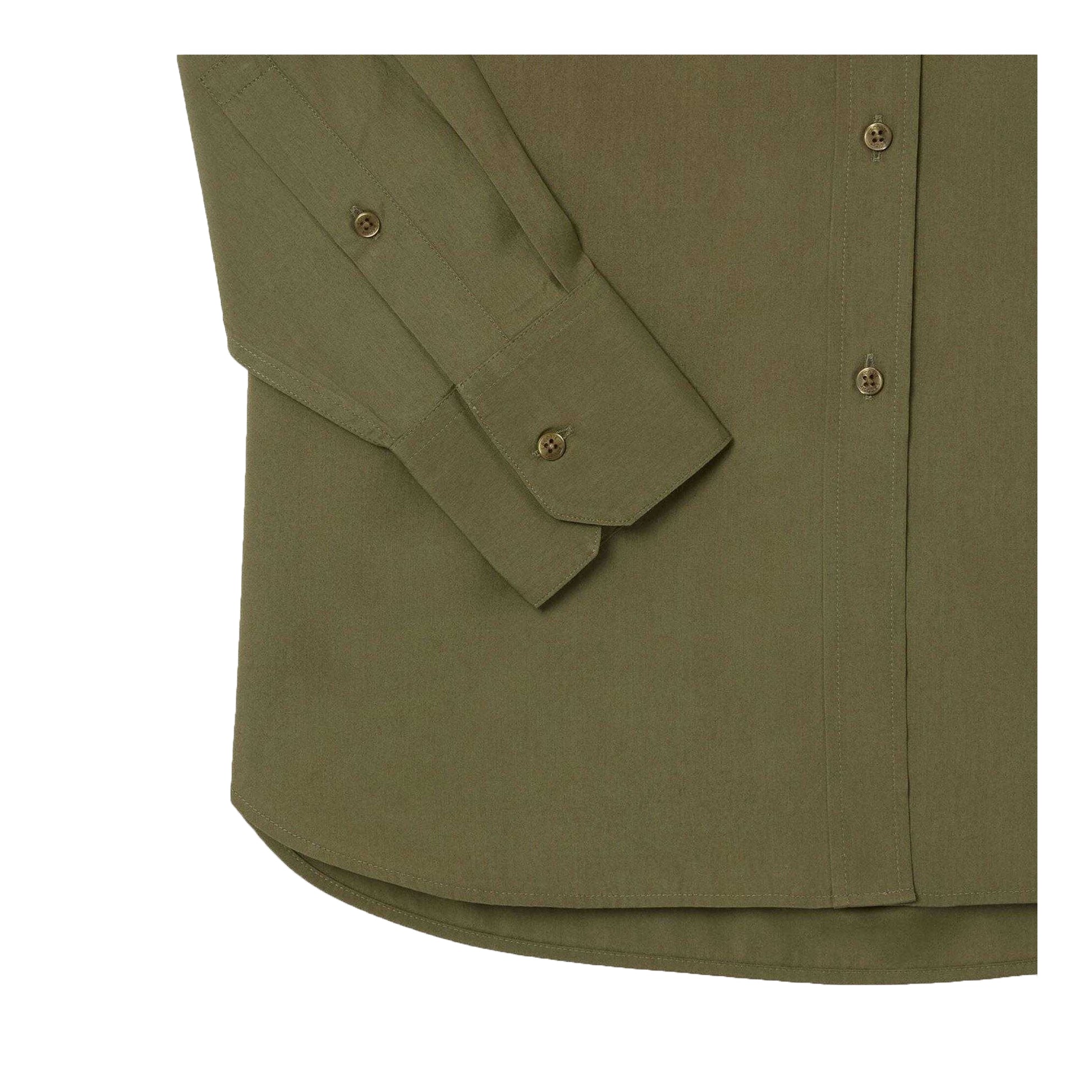 Khaki Green - Side - Lacoste Womens-Ladies Cotton Poplin Oversized Shirt