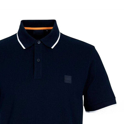 Dark Blue - Back - Boss Mens Passertip Pique Short-Sleeved Polo Shirt