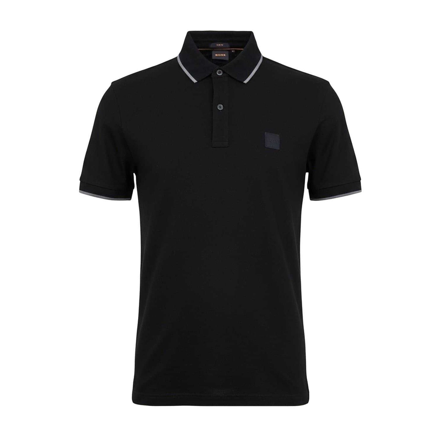 Black - Front - Boss Mens Passertip Pique Short-Sleeved Polo Shirt