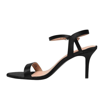 Black - Side - Linea Womens-Ladies Mid Stiletto Sandals