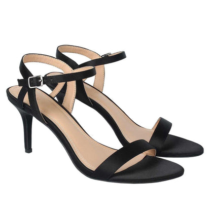 Black - Front - Linea Womens-Ladies Mid Stiletto Sandals