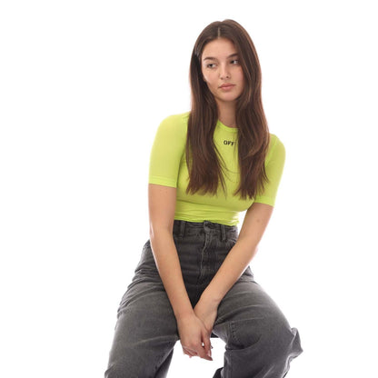 Yellow - Pack Shot - Off White Womens-Ladies Off Stamp Sec Skin Crew Neck T-Shirt