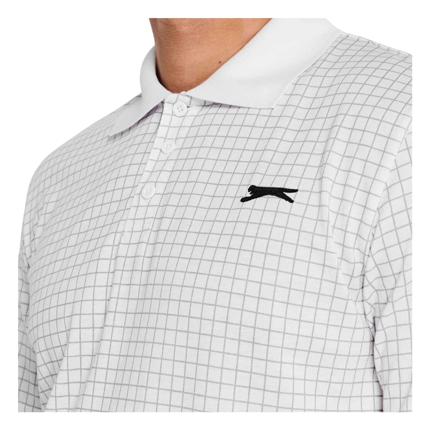 White - Side - Slazenger Mens Chequered Golf Polo Shirt