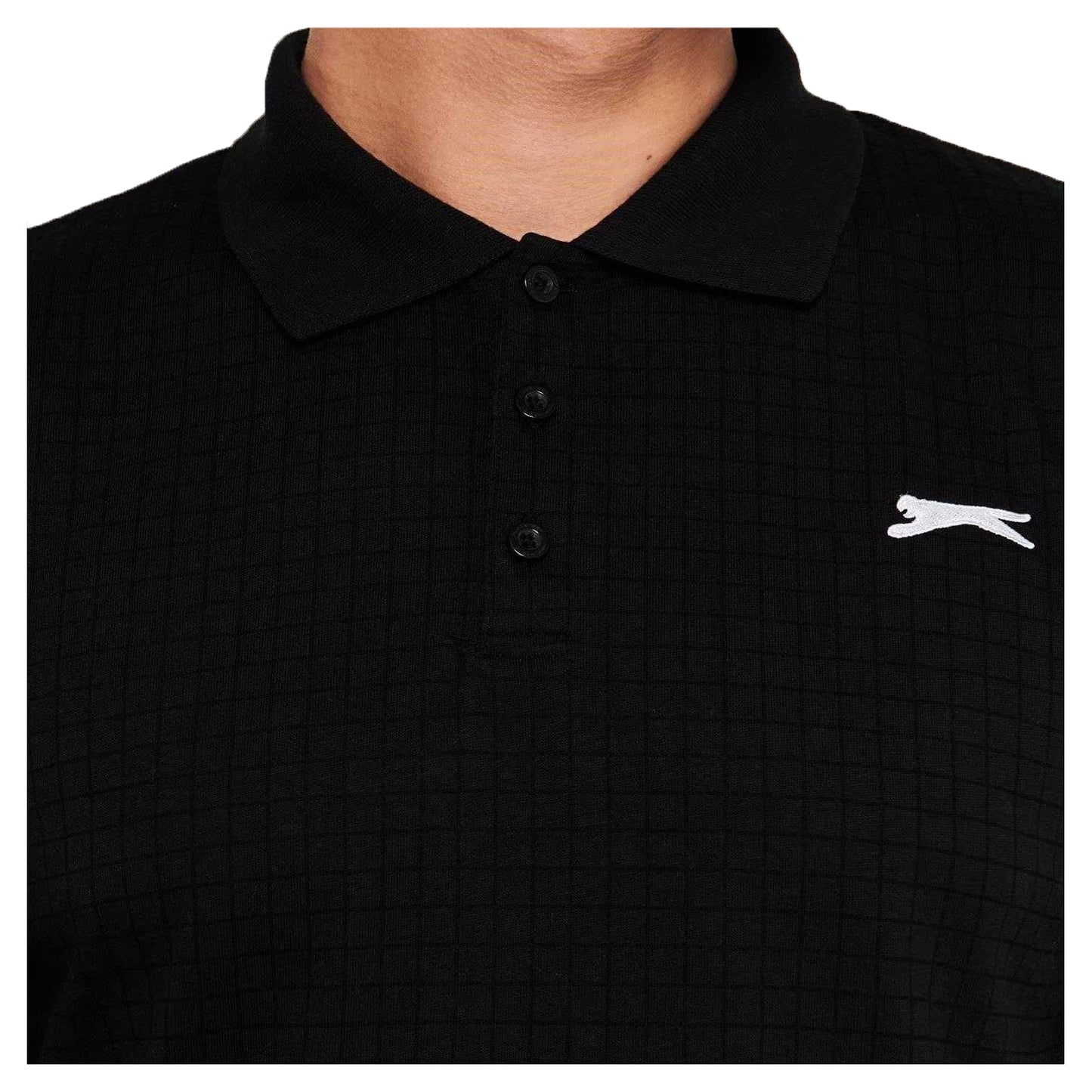 Black - Side - Slazenger Mens Chequered Golf Polo Shirt